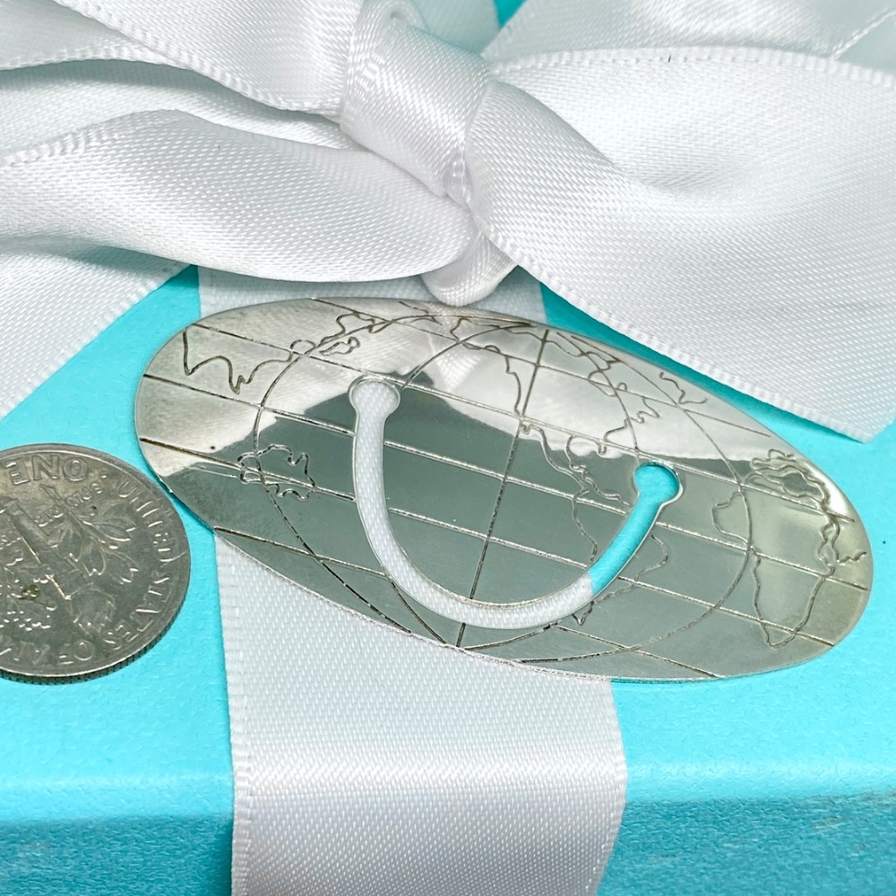 Tiffany & Co world map bookmark 925 sterling silver NICE - Picture 3 of 4